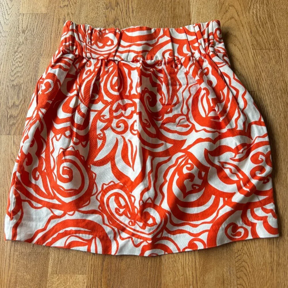 Merona Orange White Patterned Skirt Size XS